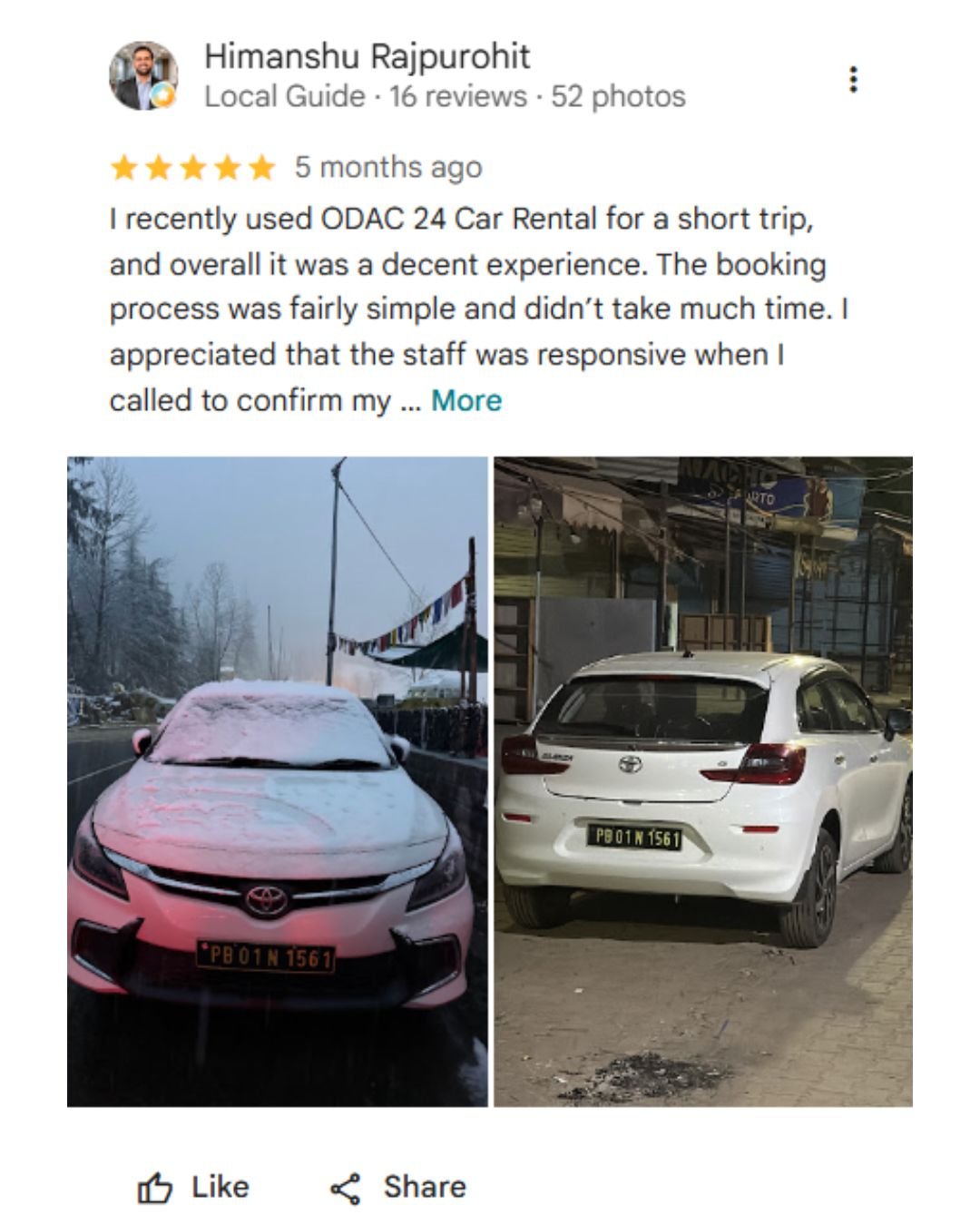 Google review from an ODAC customer